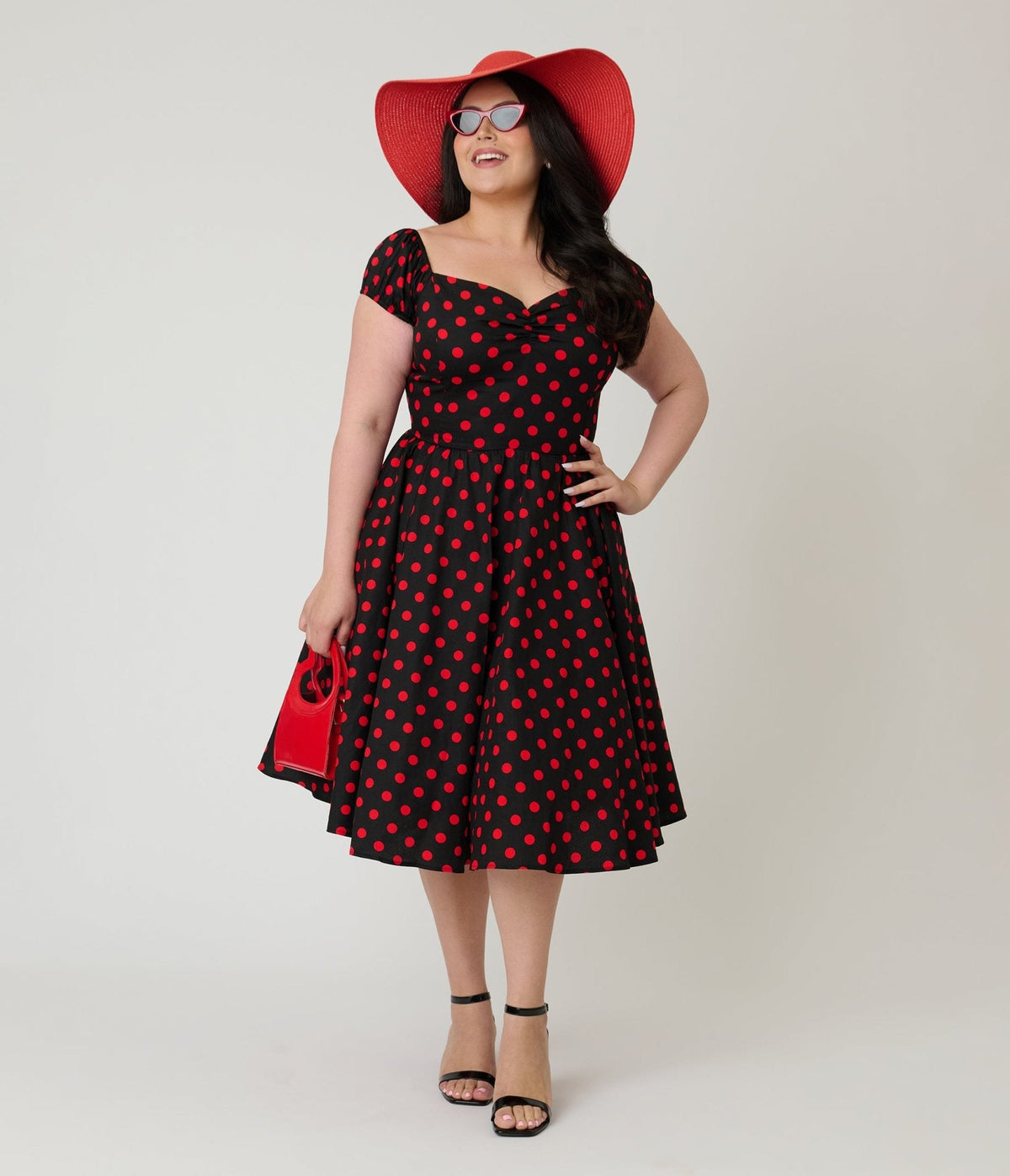 Banned Plus Size Black & Red Polka Dot Marilyn Swing Dress