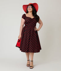 Banned Plus Size Black & Red Polka Dot Marilyn Swing Dress