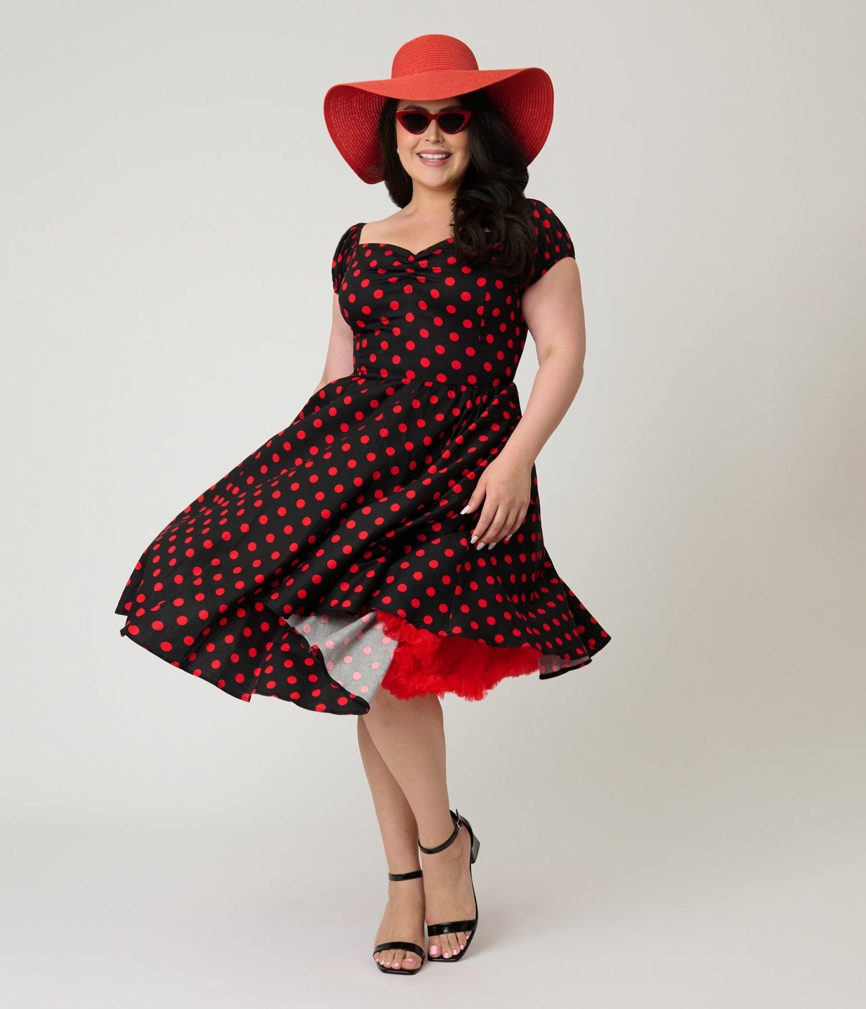 Banned Plus Size Black & Red Polka Dot Marilyn Swing Dress