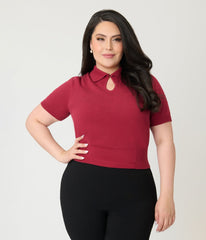 Banned Plus Size Burgundy Cotton Rosanna Sweater