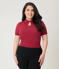 Banned Plus Size Burgundy Cotton Rosanna Sweater