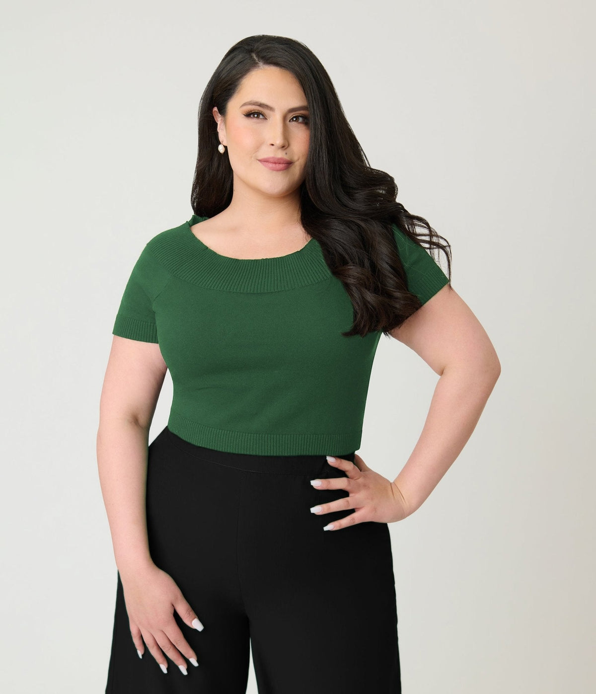 Banned Plus Size Green Off the Shoulder Lavinia Cotton Top