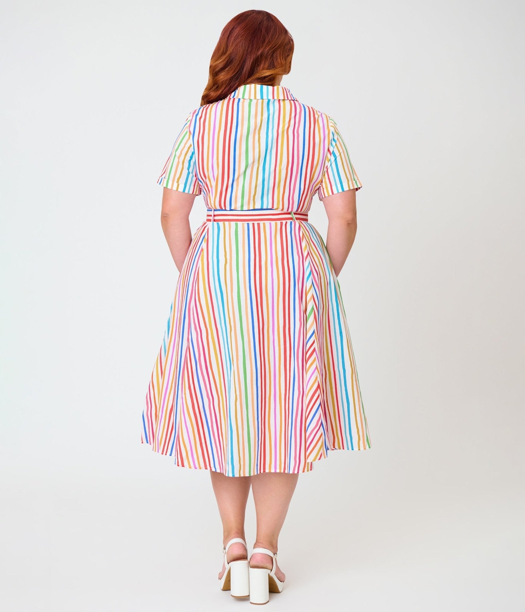 Banned Plus Size Rainbow Stripe Swing Dress
