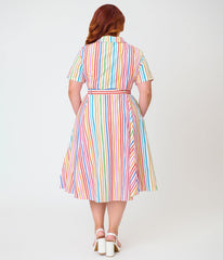 Banned Plus Size Rainbow Stripe Swing Dress