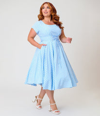 Banned Plus Size Sky Blue Gingham Lola Swing Dress
