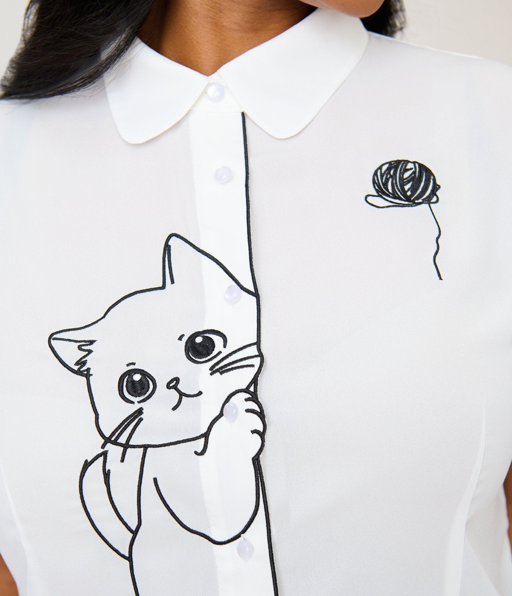 Banned Plus Size White & Black Cat Sophie Blouse
