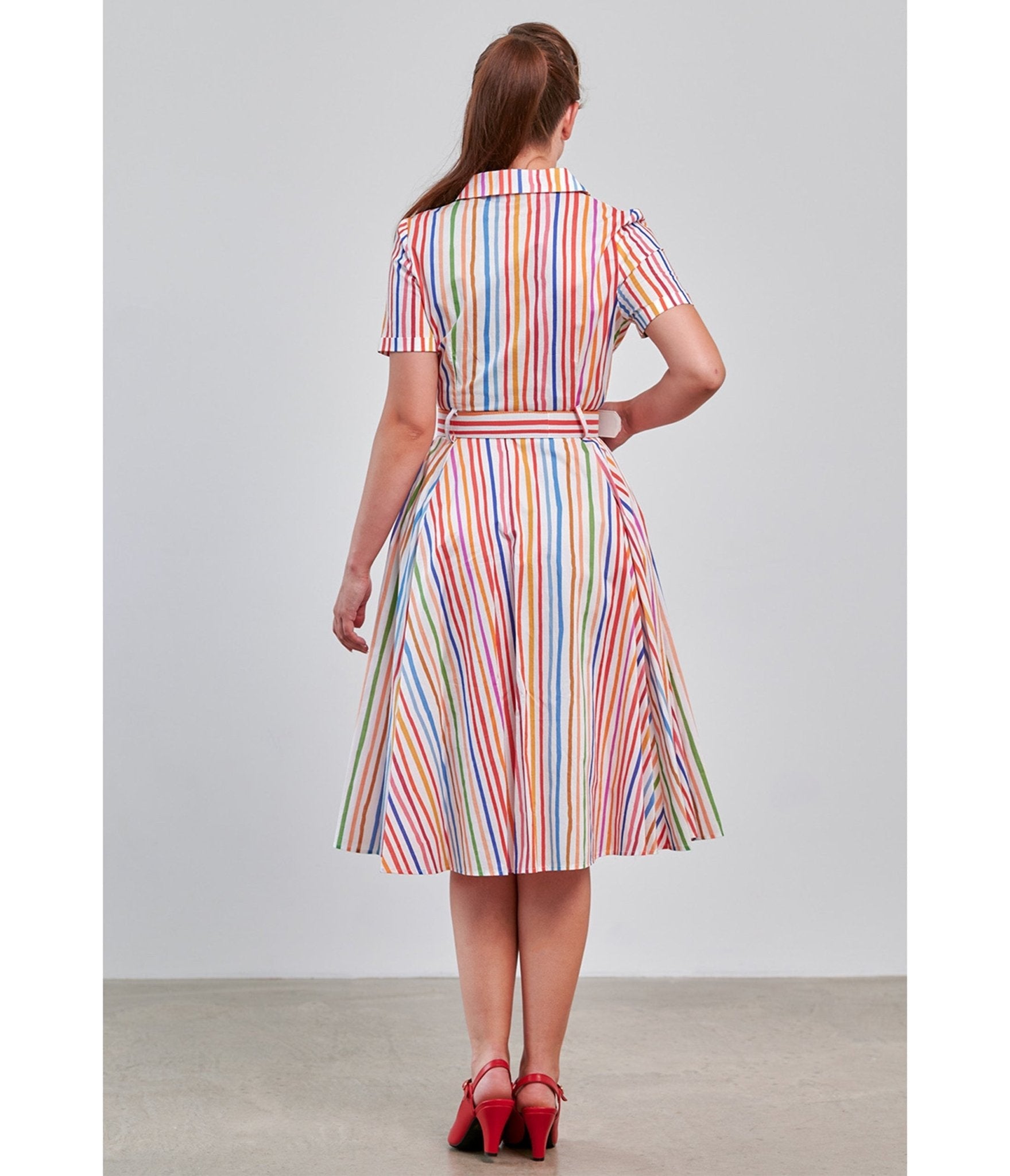 Banned Rainbow Stripe Swing Dress
