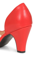 Banned Red Leatherette Peep Toe Kelly Heels