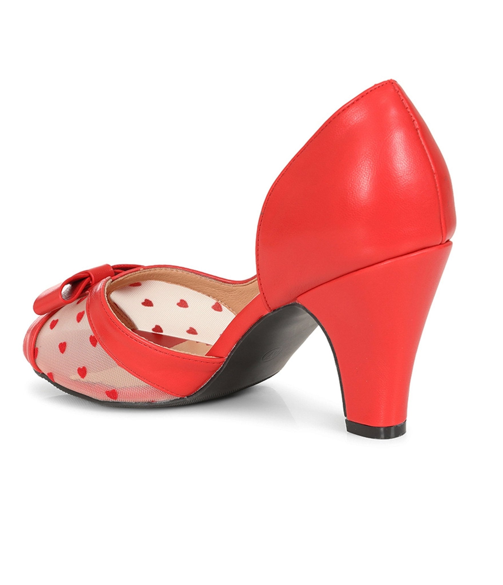 Banned Red Leatherette Peep Toe Kelly Heels
