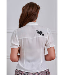 Banned White & Black Cat Sophie Blouse