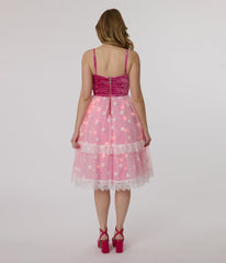Barbie x Unique Vintage 1980s Pink Light Up Dream Glow Swing Dress