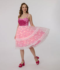 Barbie x Unique Vintage 1980s Pink Light Up Dream Glow Swing Dress