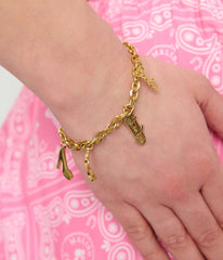 Barbie鈩?x Unique Vintage Gold Charm Bracelet