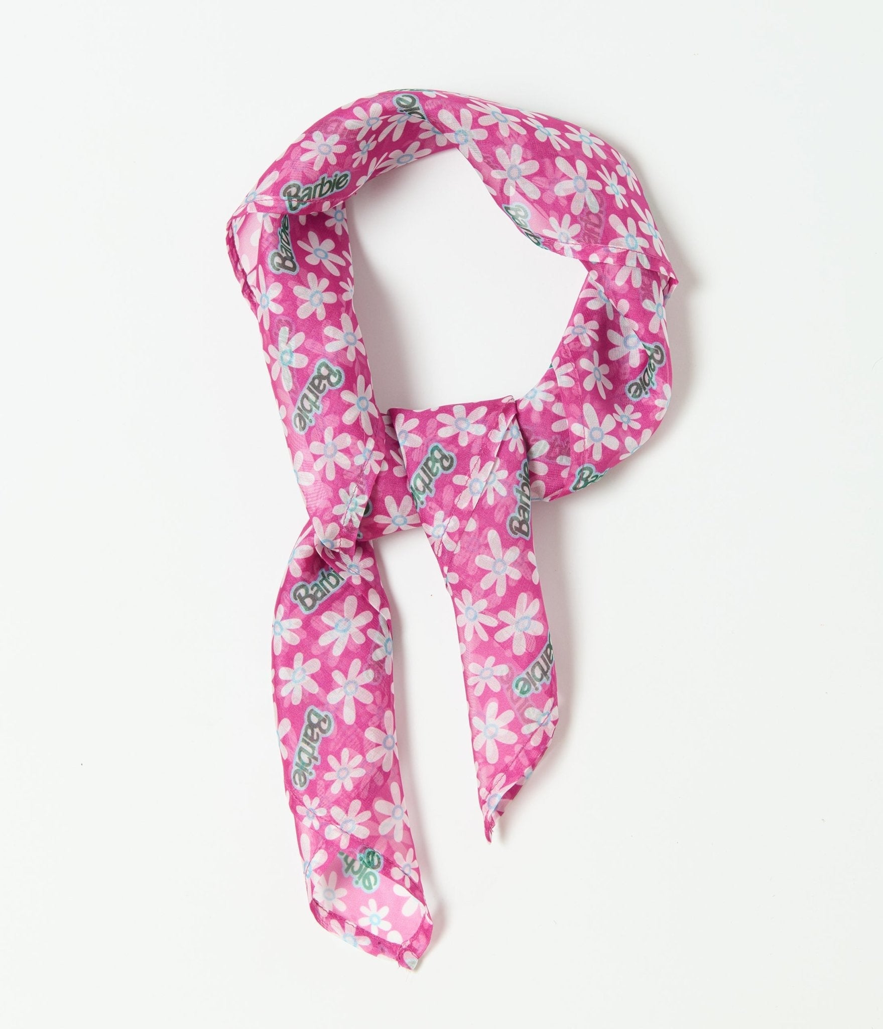 Barbie鈩?x Unique Vintage Pink Ditzy Daisy Hair Scarf