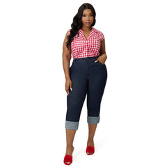 Barbie鈩?x Unique Vintage Plus Size Red Gingham Picnic Blouse