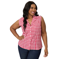 Barbie鈩?x Unique Vintage Plus Size Red Gingham Picnic Blouse