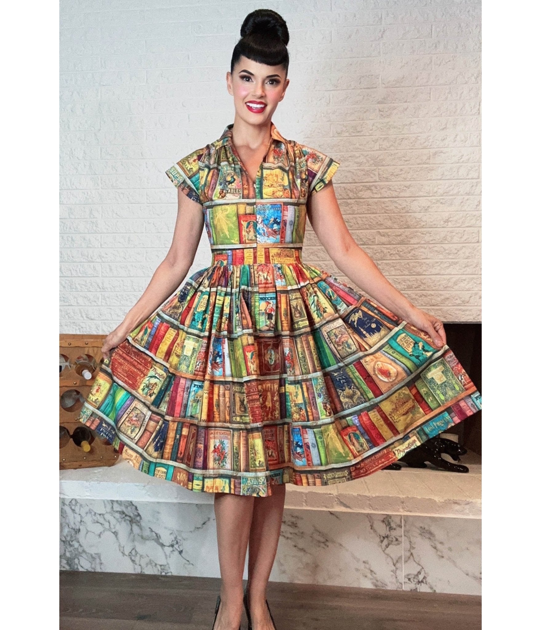 Bernie Dexter Book Print Swing Dress