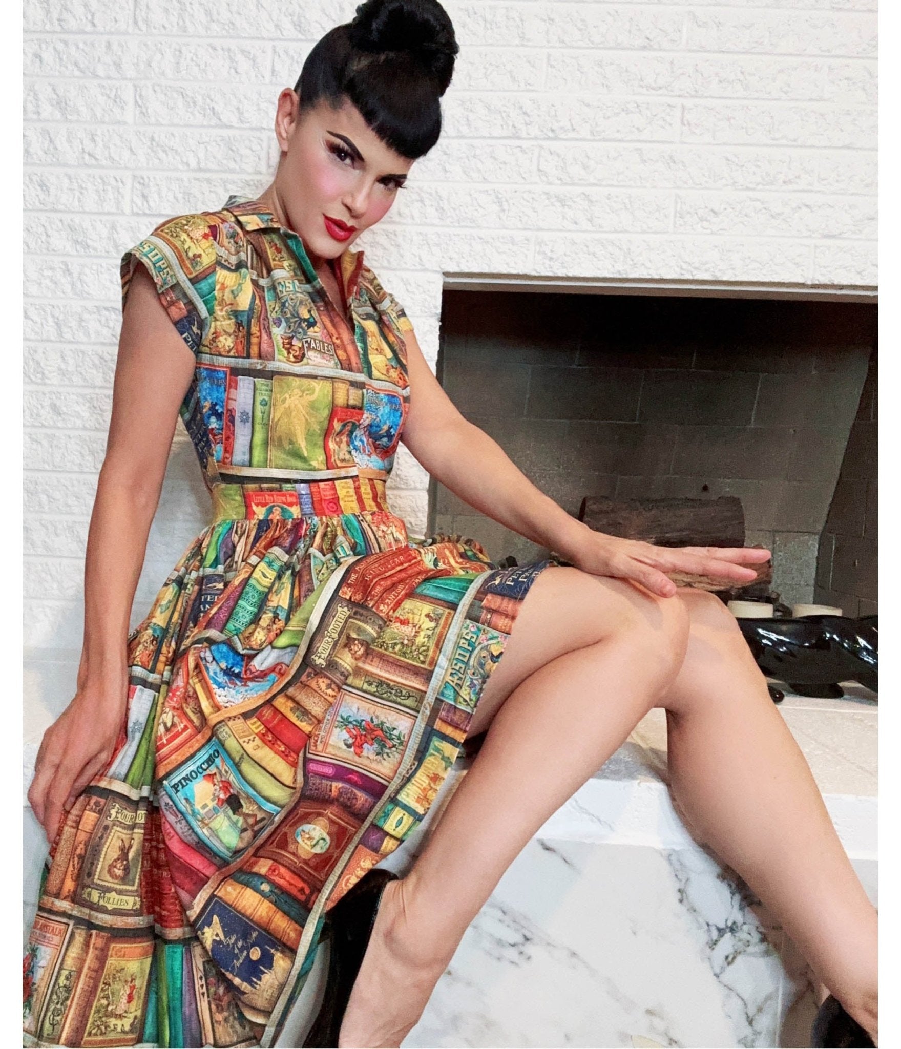 Bernie Dexter Book Print Swing Dress