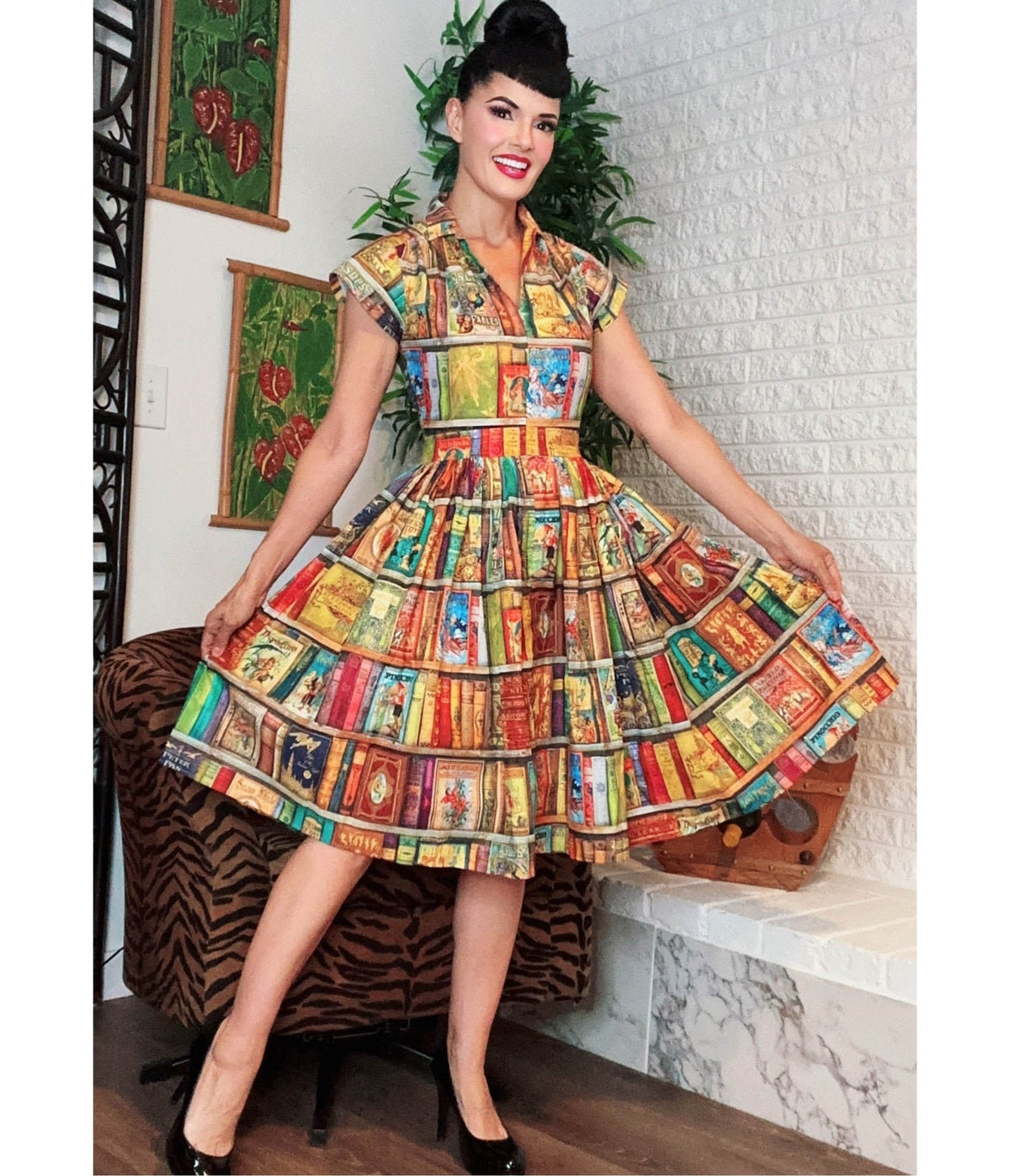 Bernie Dexter Book Print Swing Dress