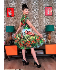 Bernie Dexter Multicolor Farm Harvest Print Swing Dress