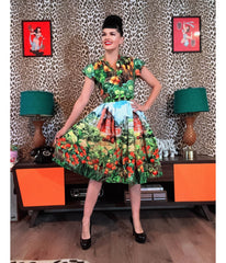 Bernie Dexter Multicolor Farm Harvest Print Swing Dress