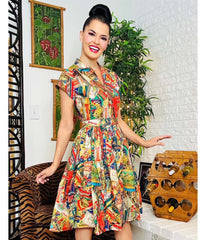 Bernie Dexter Robot Spaceman Kelly Flare Dress