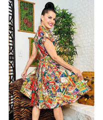 Bernie Dexter Robot Spaceman Kelly Flare Dress