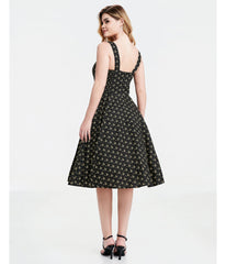 Black Atomic Bees Print Heidi Dress