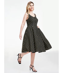 Black Atomic Bees Print Heidi Dress