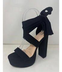 Black Bow Ankle Strap Platform Heels