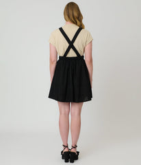 Black Corduroy Pinafore Flare Skirt