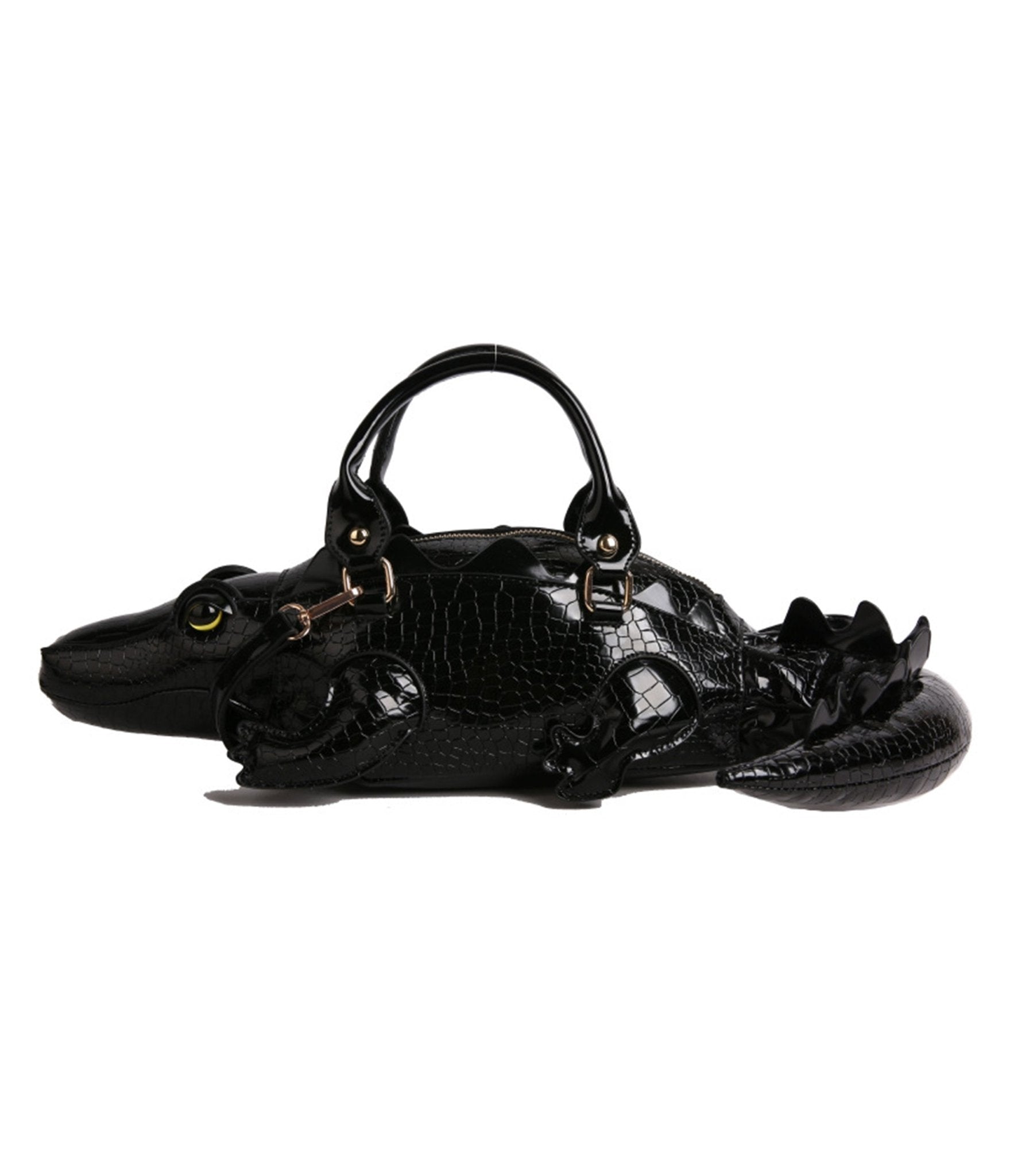 Black Crocodile Shaped Novelty Bag