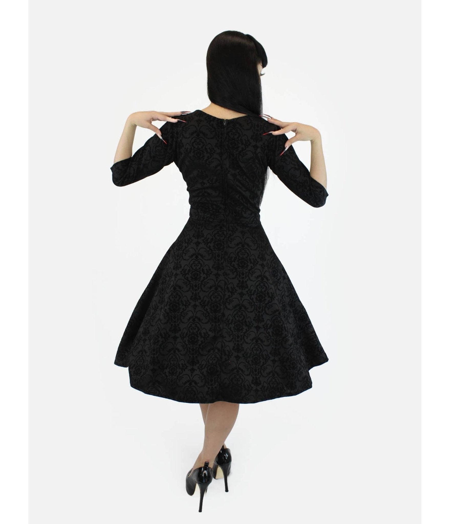 Black Damask Swing Dress