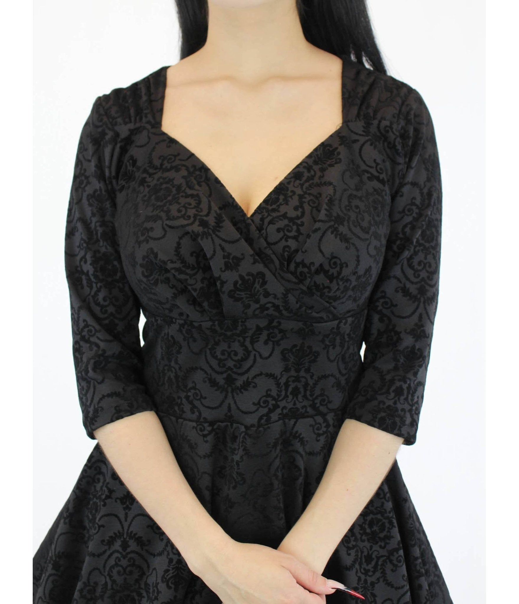 Black Damask Swing Dress