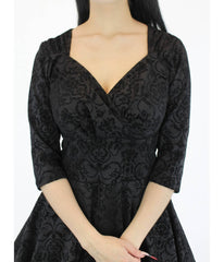 Black Damask Swing Dress