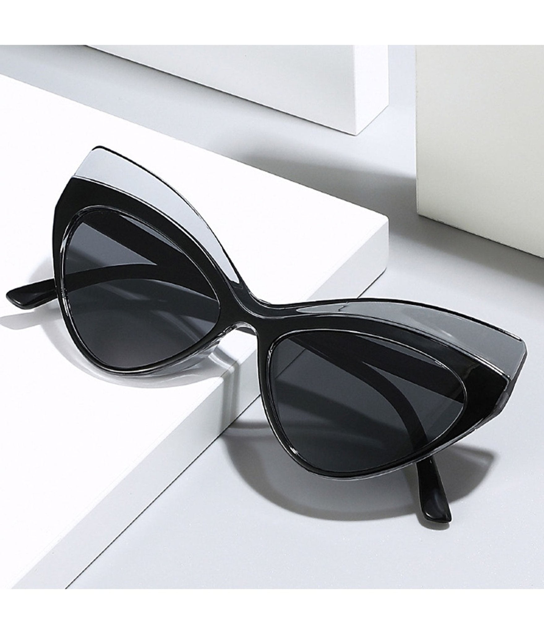Black Dramatic Cat Eye Sunglasses