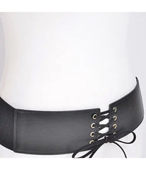 Black Faux Leather Lace Up Corset Belt