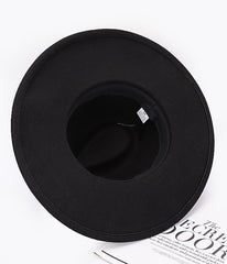 Black Faux Wool Fedora Hat