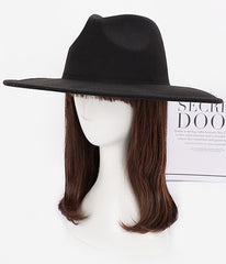 Black Faux Wool Fedora Hat