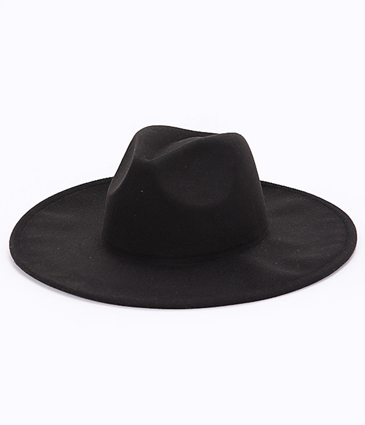 Black Faux Wool Fedora Hat