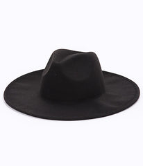 Black Faux Wool Fedora Hat
