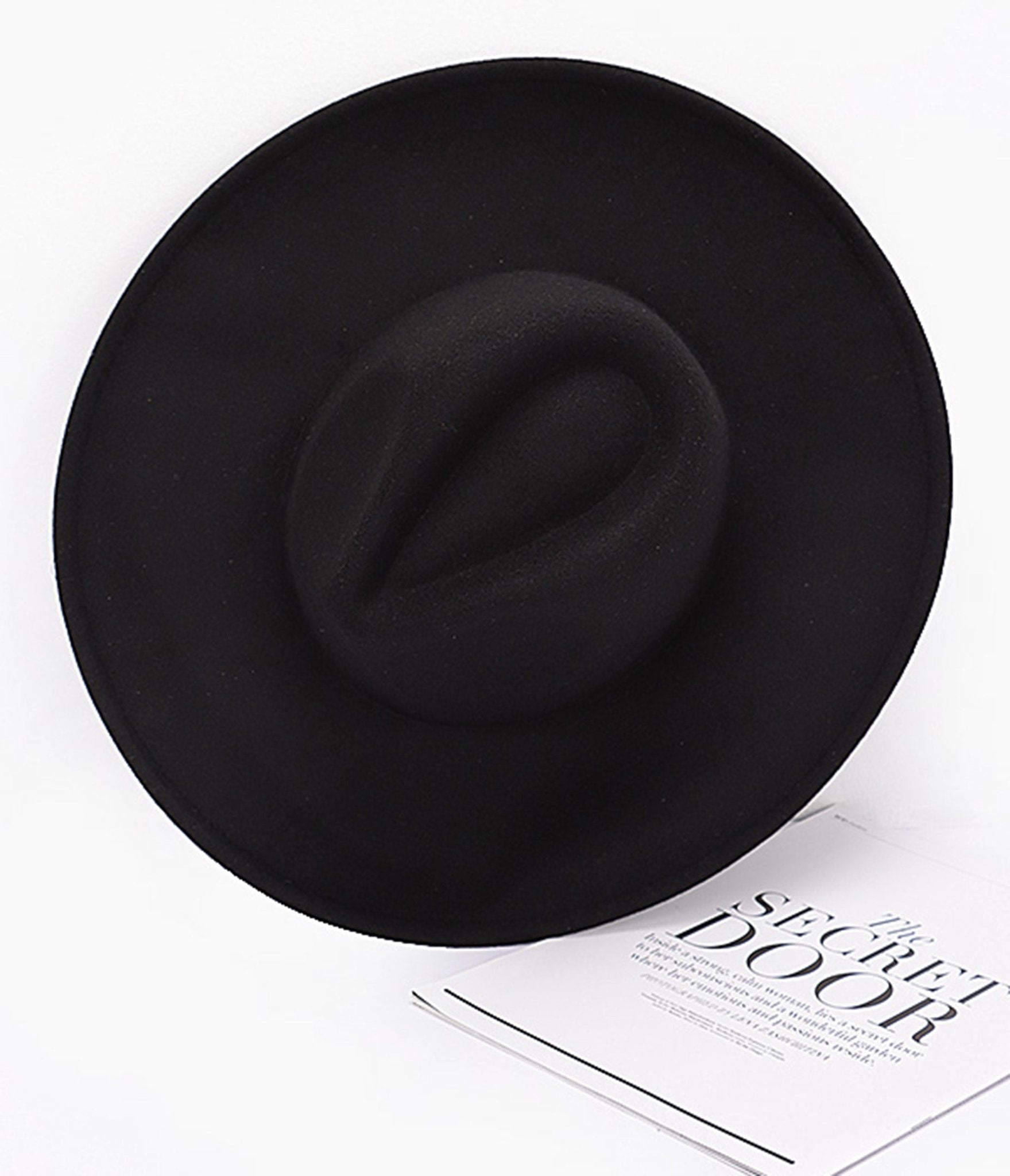 Black Faux Wool Fedora Hat