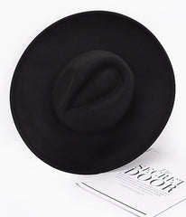 Black Faux Wool Fedora Hat