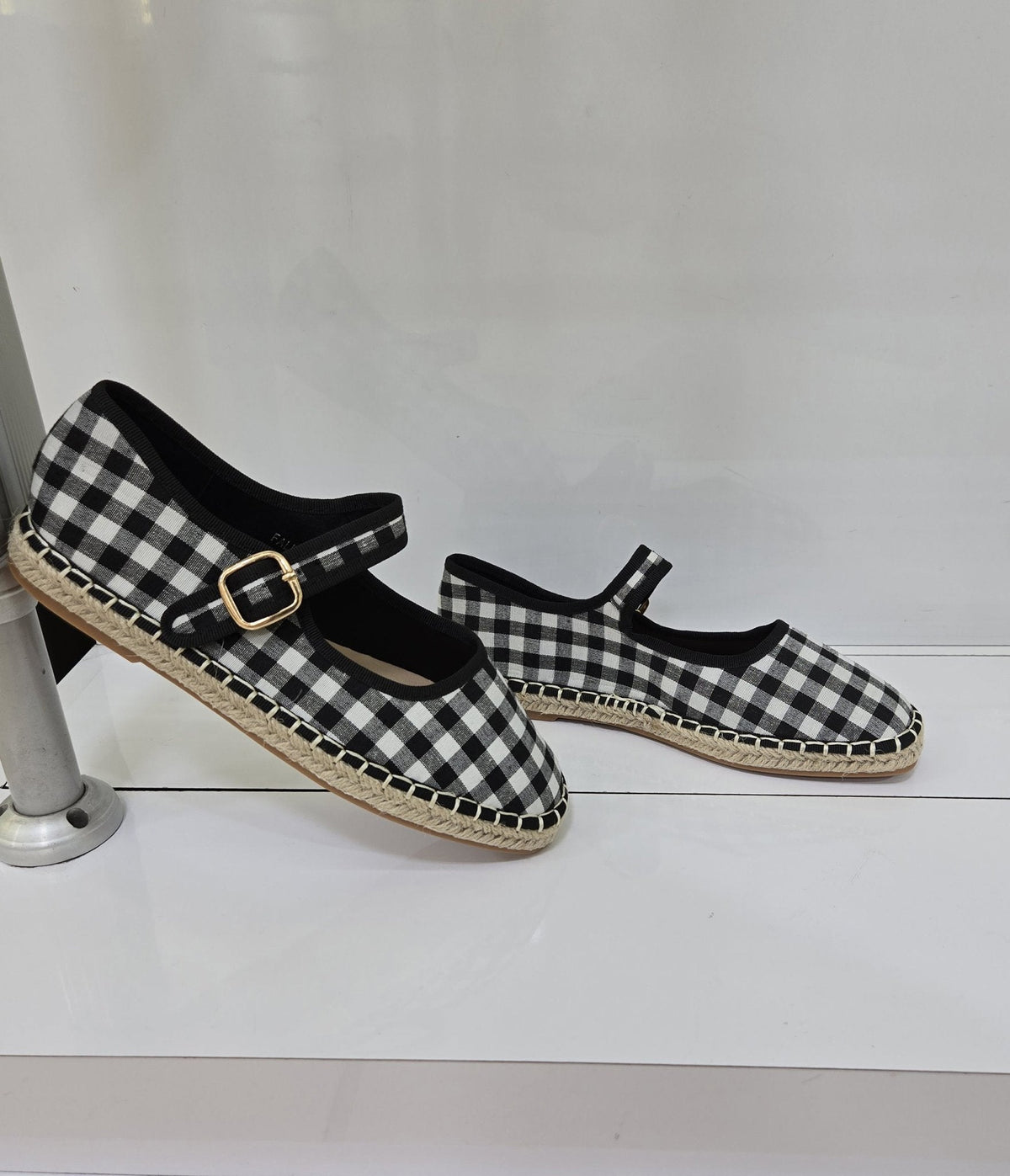 Black Gingham Mary Jane Flats