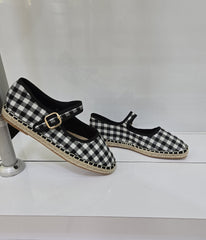 Black Gingham Mary Jane Flats