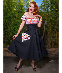 Black Harlequin Pocket Swing Skirt