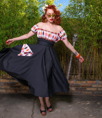 Black Harlequin Pocket Swing Skirt