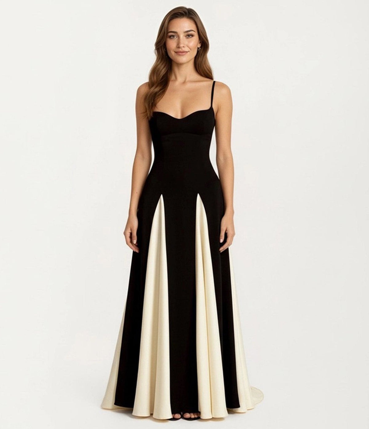 Black & Ivory Stripe Gown