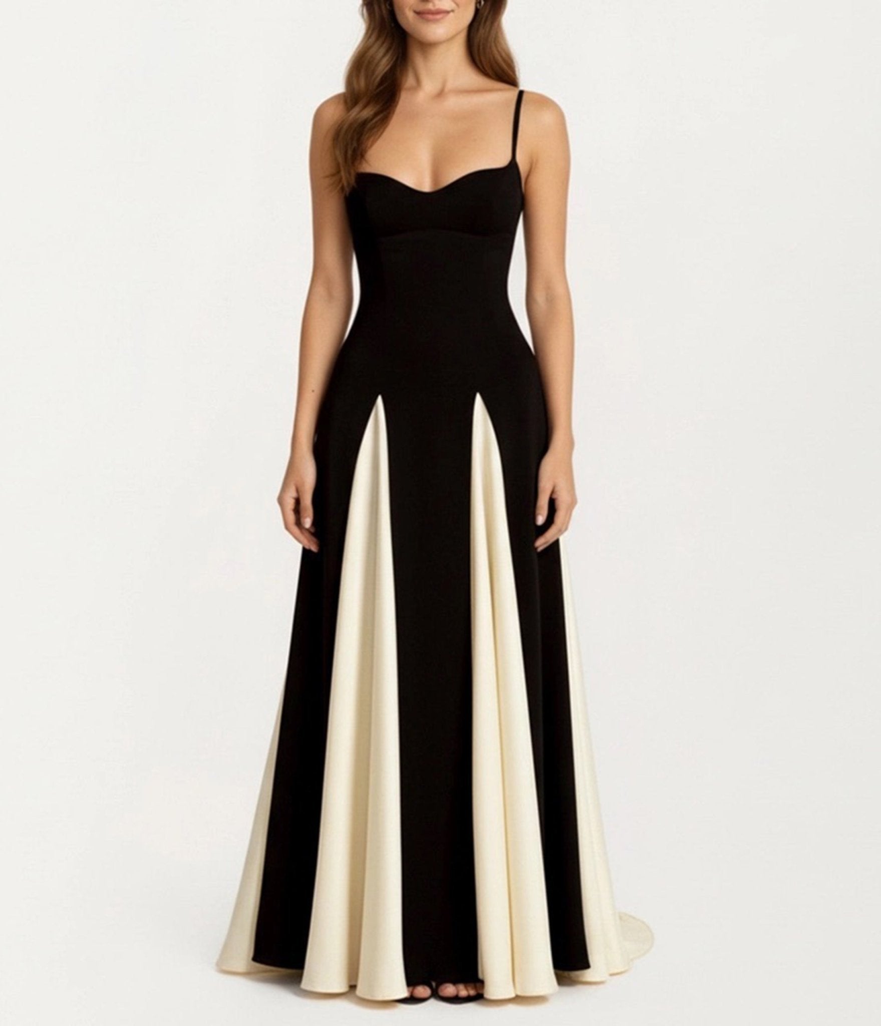Black & Ivory Stripe Gown