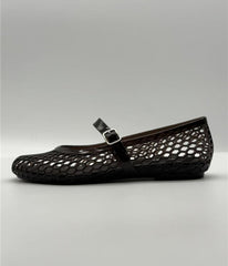 Black Jelly Cut Out Mary Jane Ballet Flats